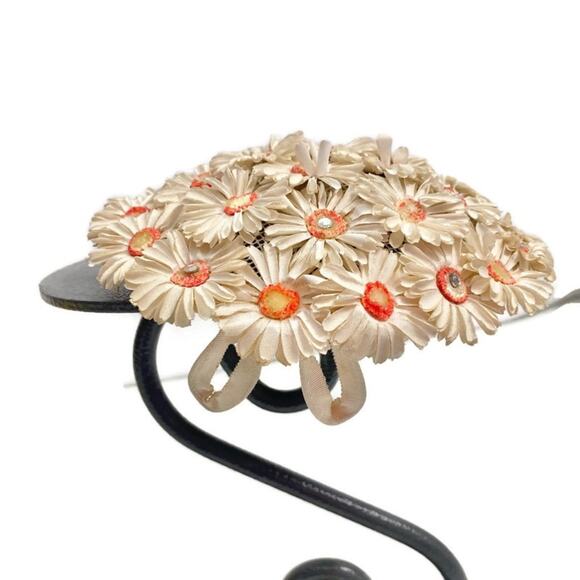Vintage 40s 50s Roos Bros. Muller Floral Fascinator Juliet Hat main image 6